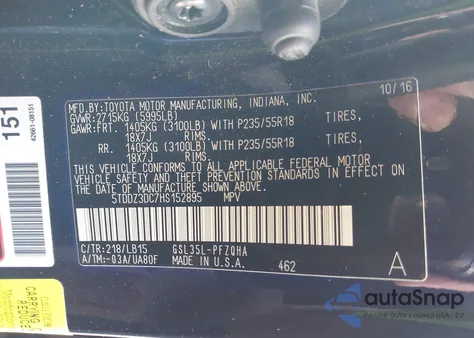 2017 Toyota Sienna Limited Premium 7 Passenger from USA, damaged, VIN 5TDDZ3DC7HS152895